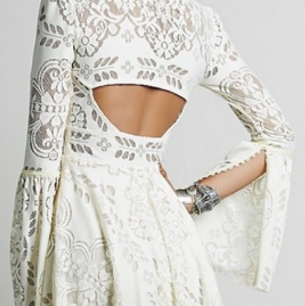 FREE PEOPLE White/Ivory Mesh Lace Dress 4 XS